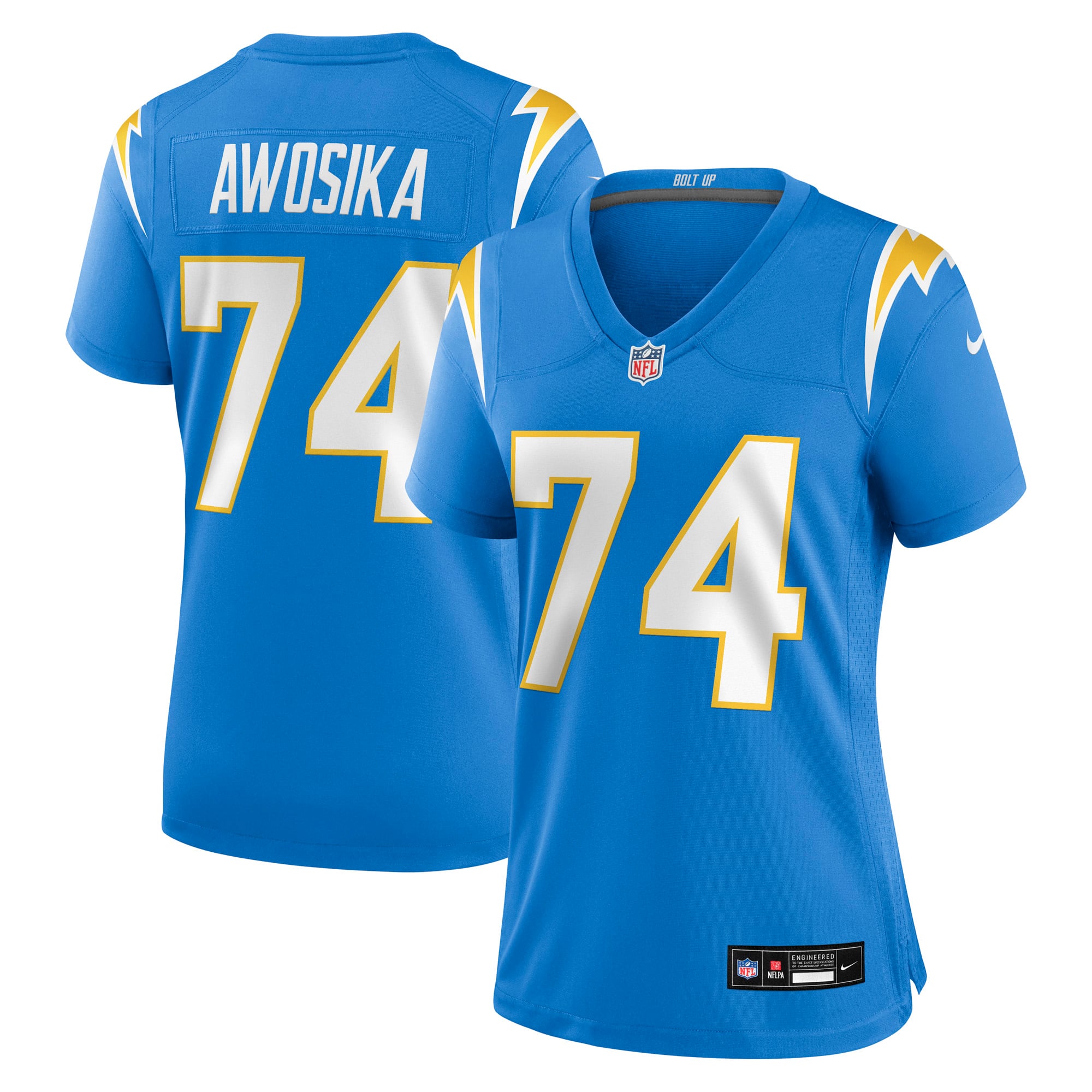 Women's Nike Kayode Awosika  Powder Blue Los Angeles Chargers Team Game Jersey