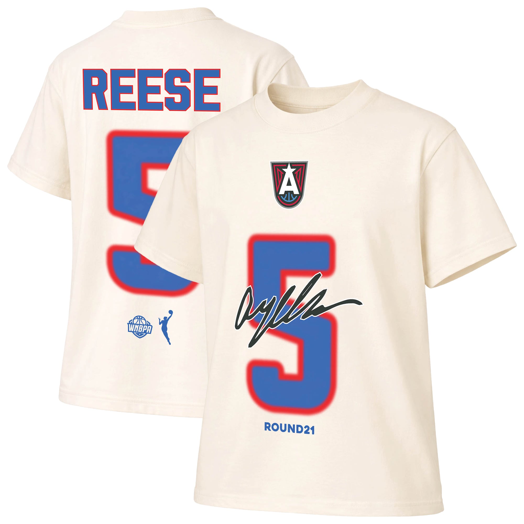 Unisex round21 Angel Reese Cream Atlanta Dream Motion Name & Number T-Shirt