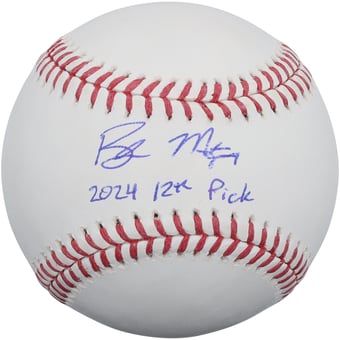 Braden Montgomery Chicago White Sox Autographed Baseball with "2024 12th Pick" Inscription