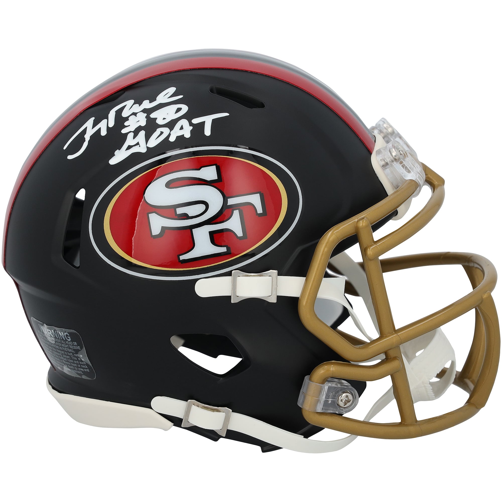 Jerry Rice San Francisco 49ers Autographed Riddell Rivalry Speed Mini Helmet with "Goat" Inscription