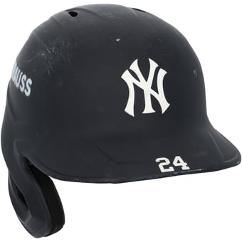 Jasson Domínguez New York Yankees Game-Used #24 Navy Batting Helmet vs. Texas Rangers on August 4 and vs. Baltimore Orioles on September 18, 2025