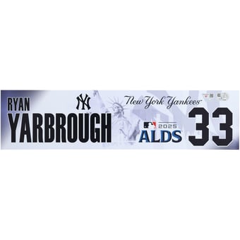 Ryan Yarbrough New York Yankees Player-Issued #33 Nameplate from the 2025 MLB Postseason