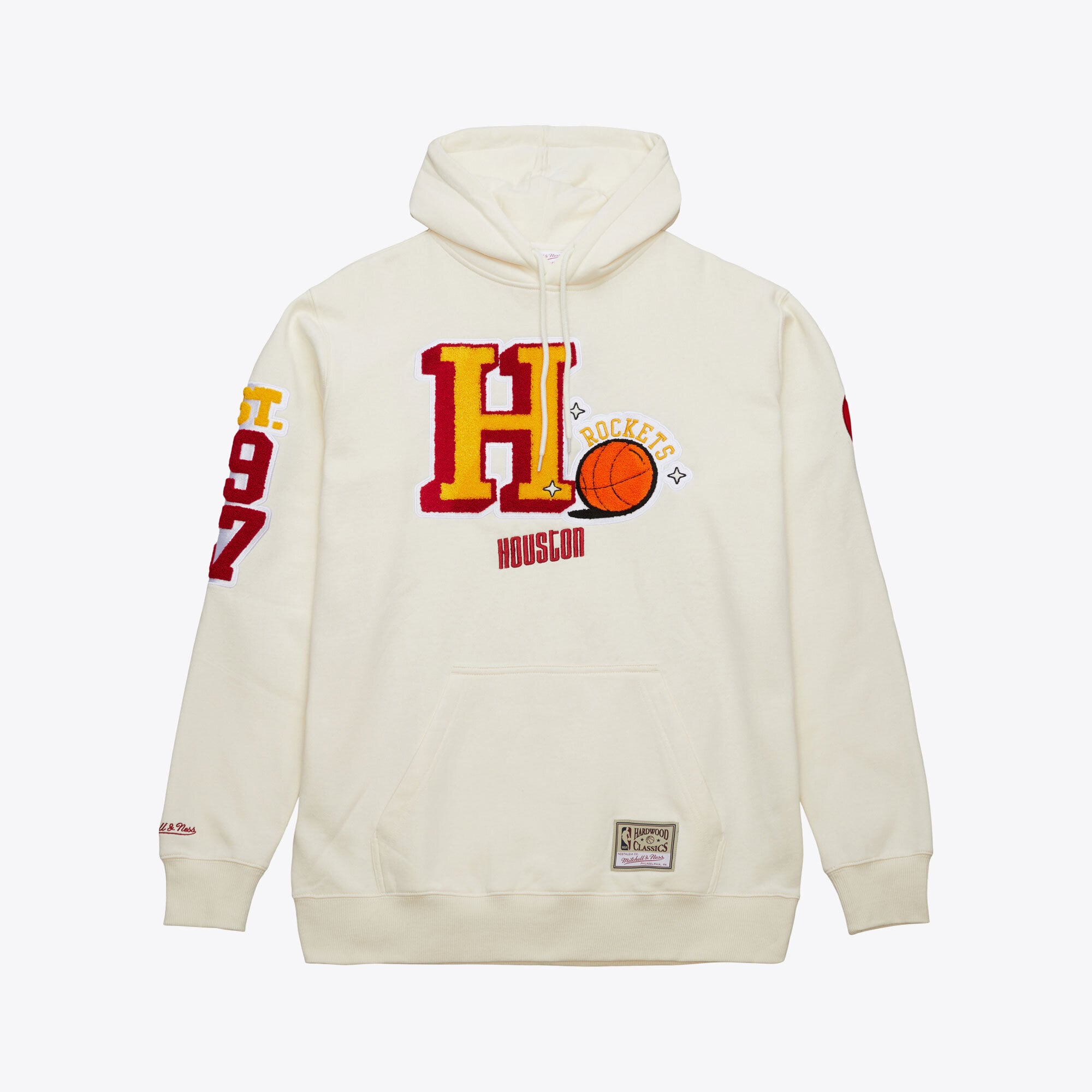 Men's Mitchell & Ness Cream Houston Rockets Sswagger Fleece Hoodie