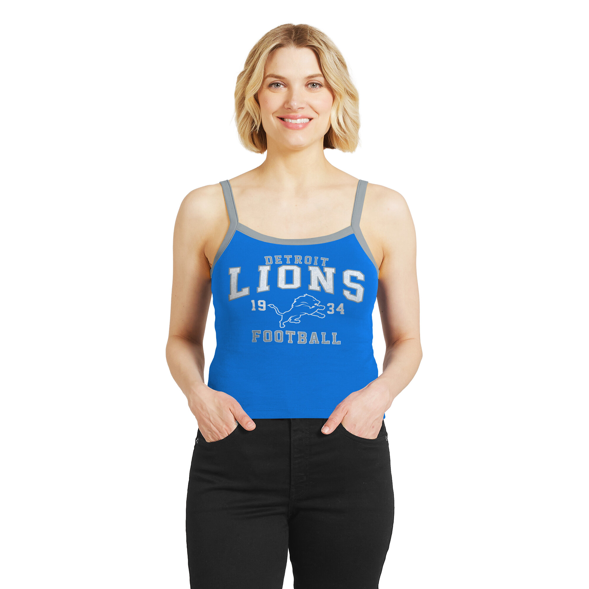 Women's WEAR by Erin Andrews  Blue Detroit Lions Colorblock Tank Top