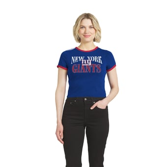 Women's WEAR by Erin Andrews  Royal New York Giants Cropped Ringer Baby T-Shirt