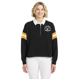 Women's WEAR by Erin Andrews  Black Pittsburgh Steelers Rugby Long Sleeve T-Shirt