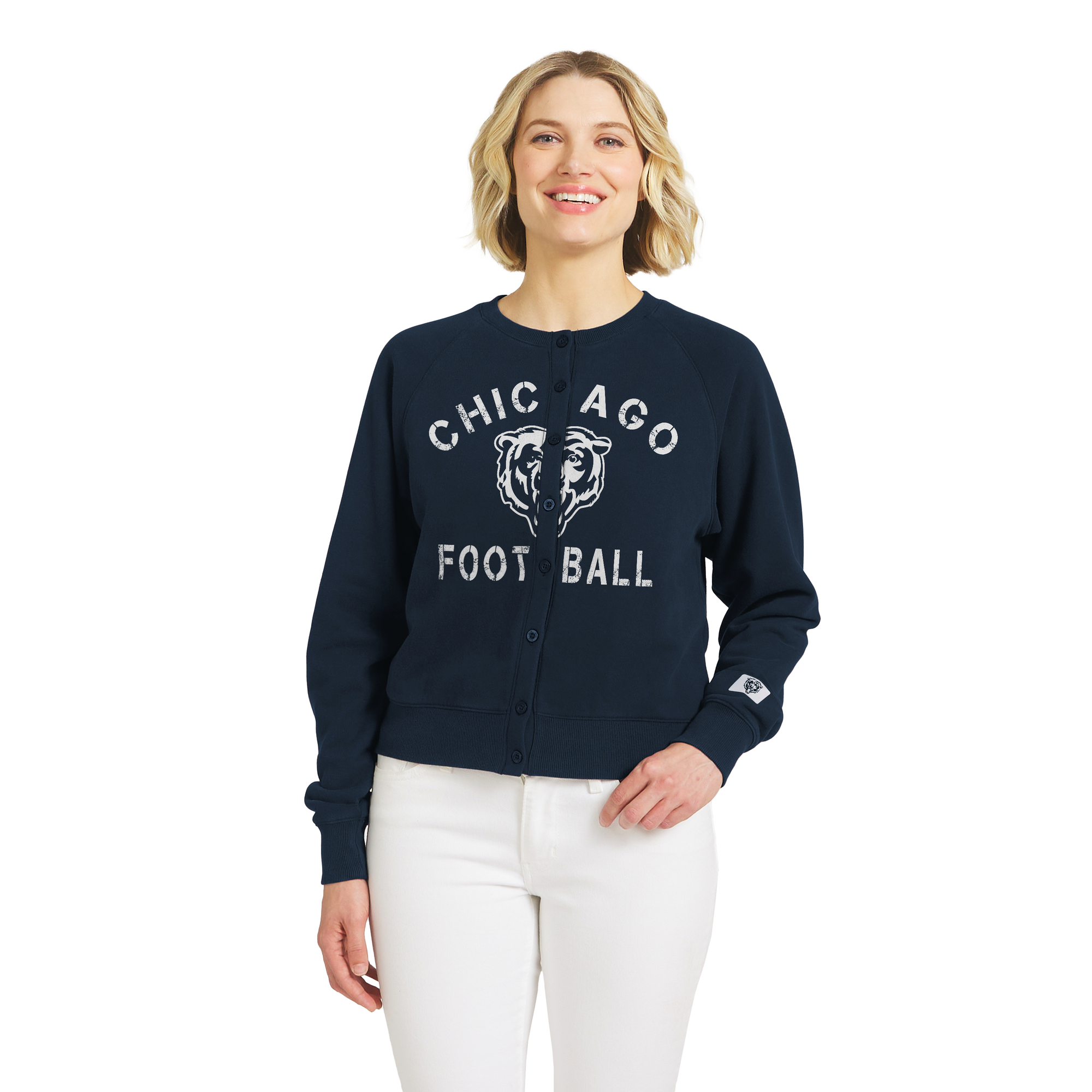 Women’s WEAR by Erin Andrews Navy Chicago Bears Heathered Crew Cardigan Sweater Women’s WEAR by Erin Andrews Navy Chicago Bears Heathered Crew Cardigan Sweater