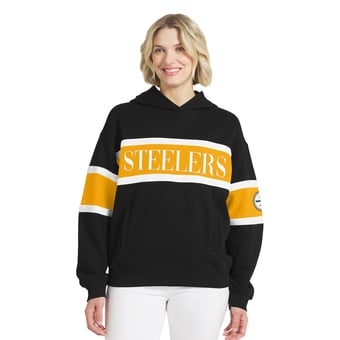 Women's WEAR by Erin Andrews  Black Pittsburgh Steelers Stripe Hoodie