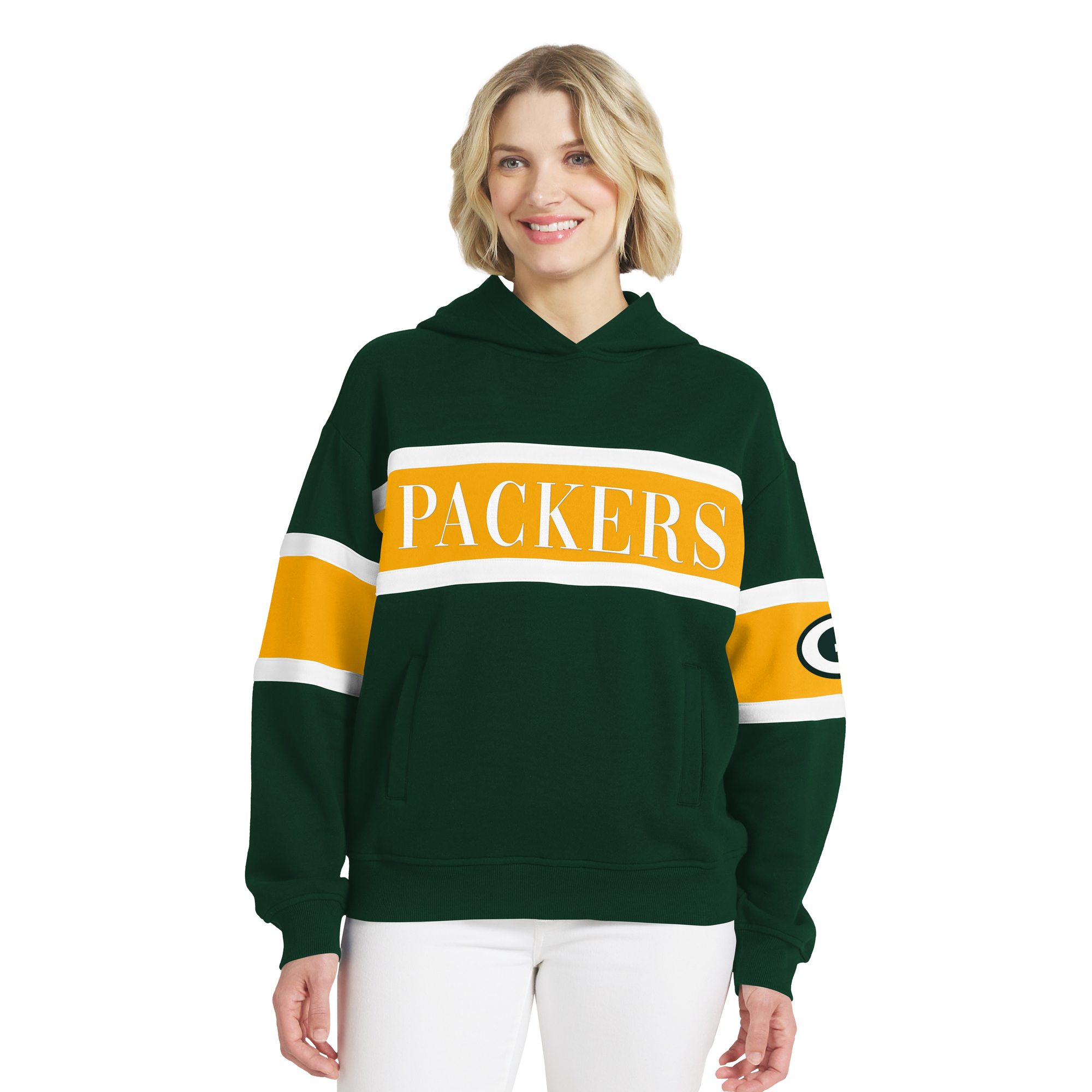 Women's WEAR by Erin Andrews  Green Green Bay Packers Stripe Hoodie