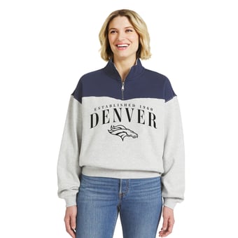 Women's WEAR by Erin Andrews  Heather Gray Denver Broncos Colorblock Half-Zip Pullover