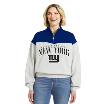 Women's WEAR by Erin Andrews  Heather Gray New York Giants Colorblock Half-Zip Pullover