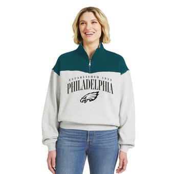 Women's WEAR by Erin Andrews  Heather Gray Philadelphia Eagles Colorblock Half-Zip Pullover