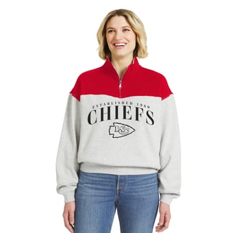 Women's WEAR by Erin Andrews  Heather Gray Kansas City Chiefs Colorblock Half-Zip Pullover