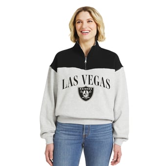 Women's WEAR by Erin Andrews  Heather Gray Las Vegas Raiders Colorblock Half-Zip Pullover