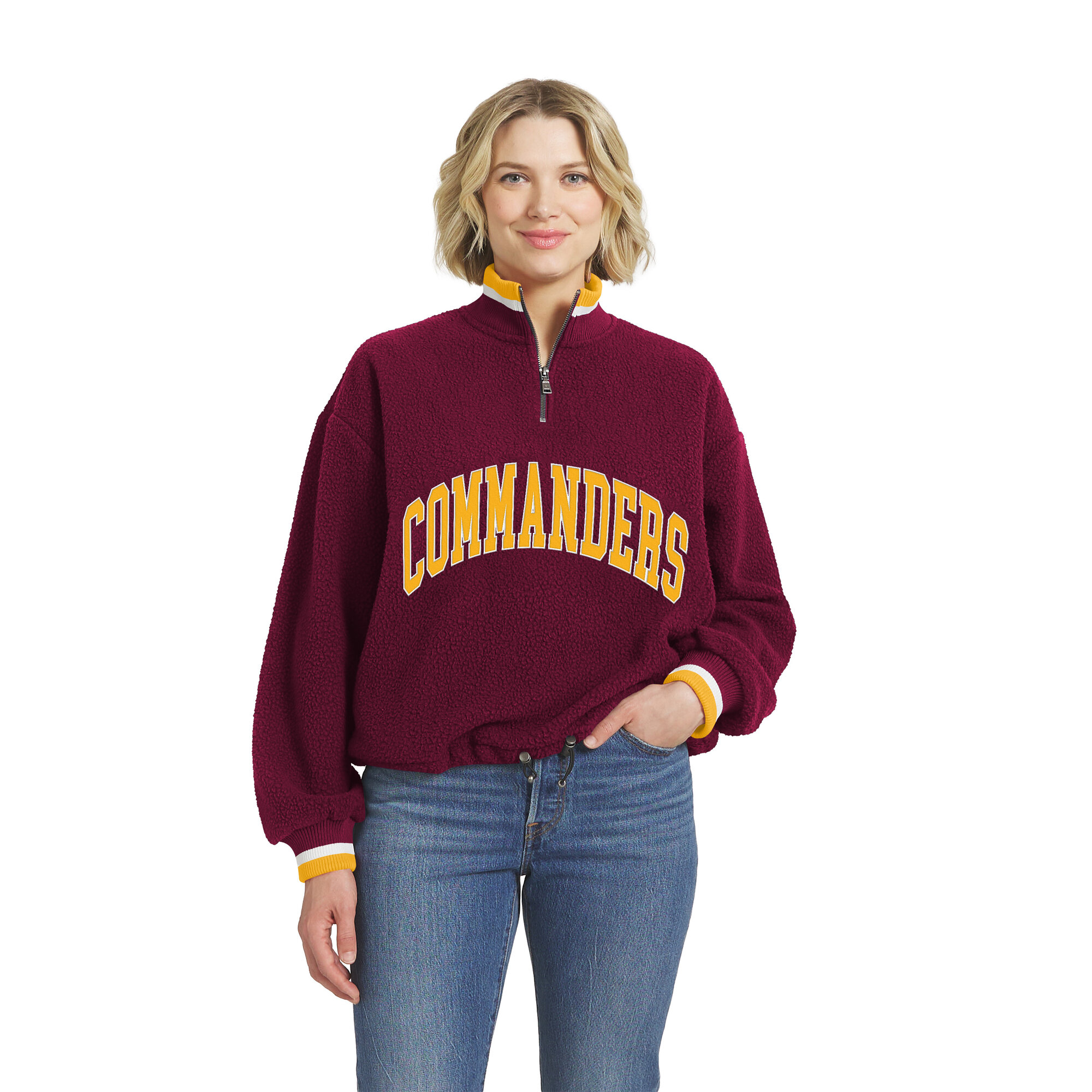 Women's WEAR by Erin Andrews  Burgundy Washington Commanders Polar Fleece Half-Zip Pullover