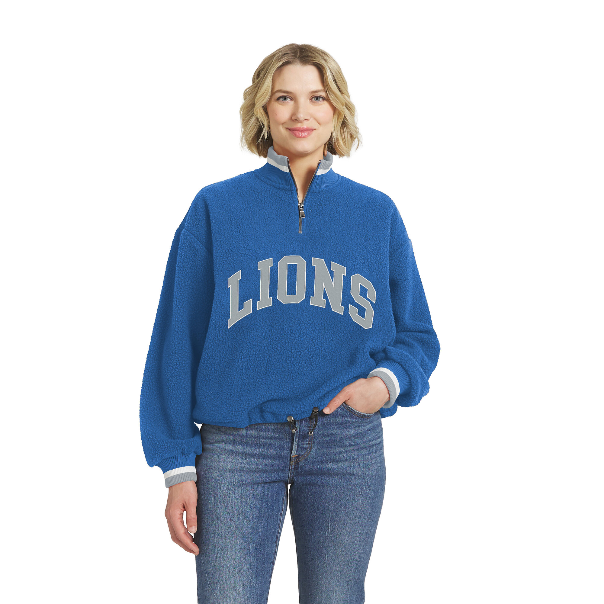 Women's WEAR by Erin Andrews  Blue Detroit Lions Polar Fleece Half-Zip Pullover