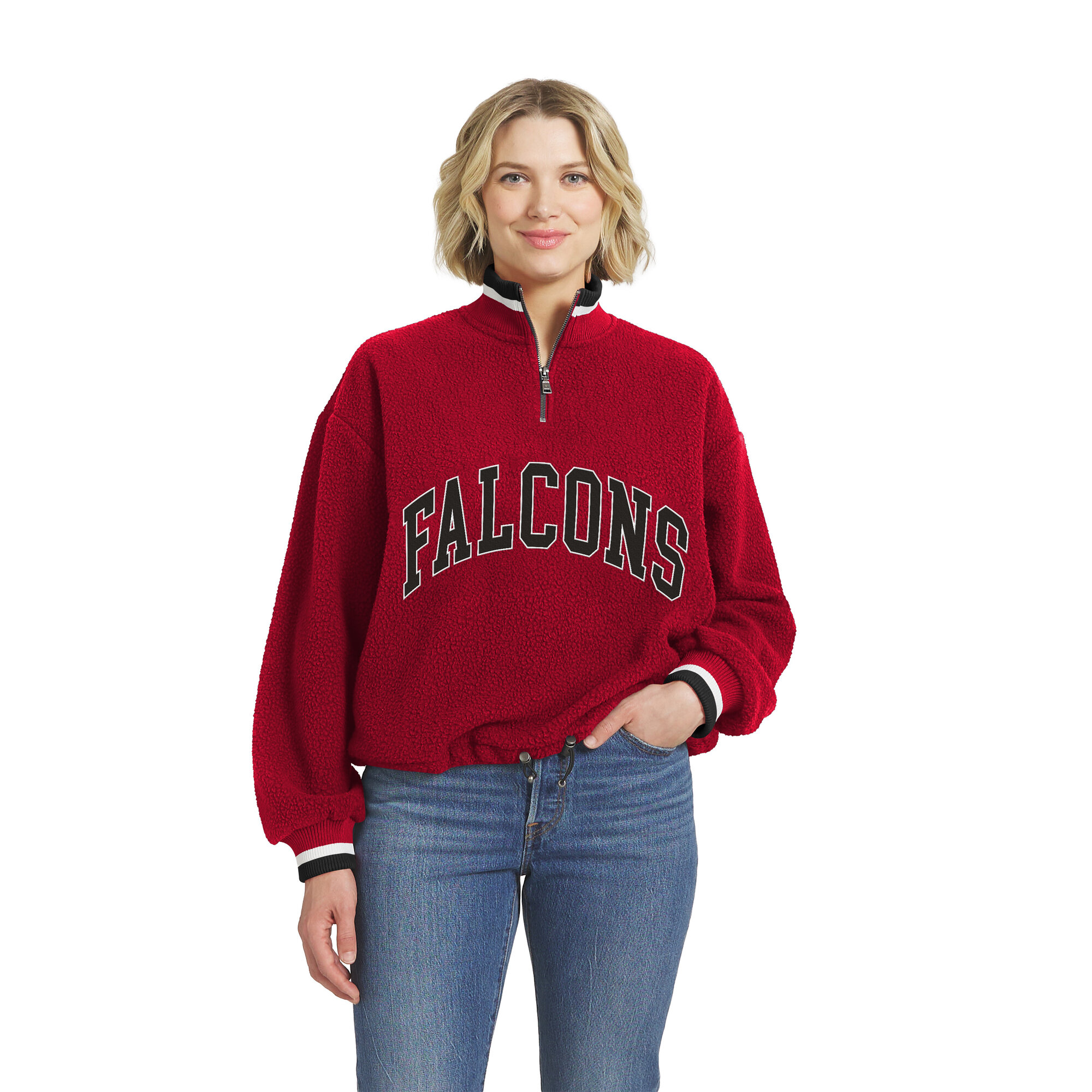 Women's WEAR by Erin Andrews  Red Atlanta Falcons Polar Fleece Half-Zip Pullover