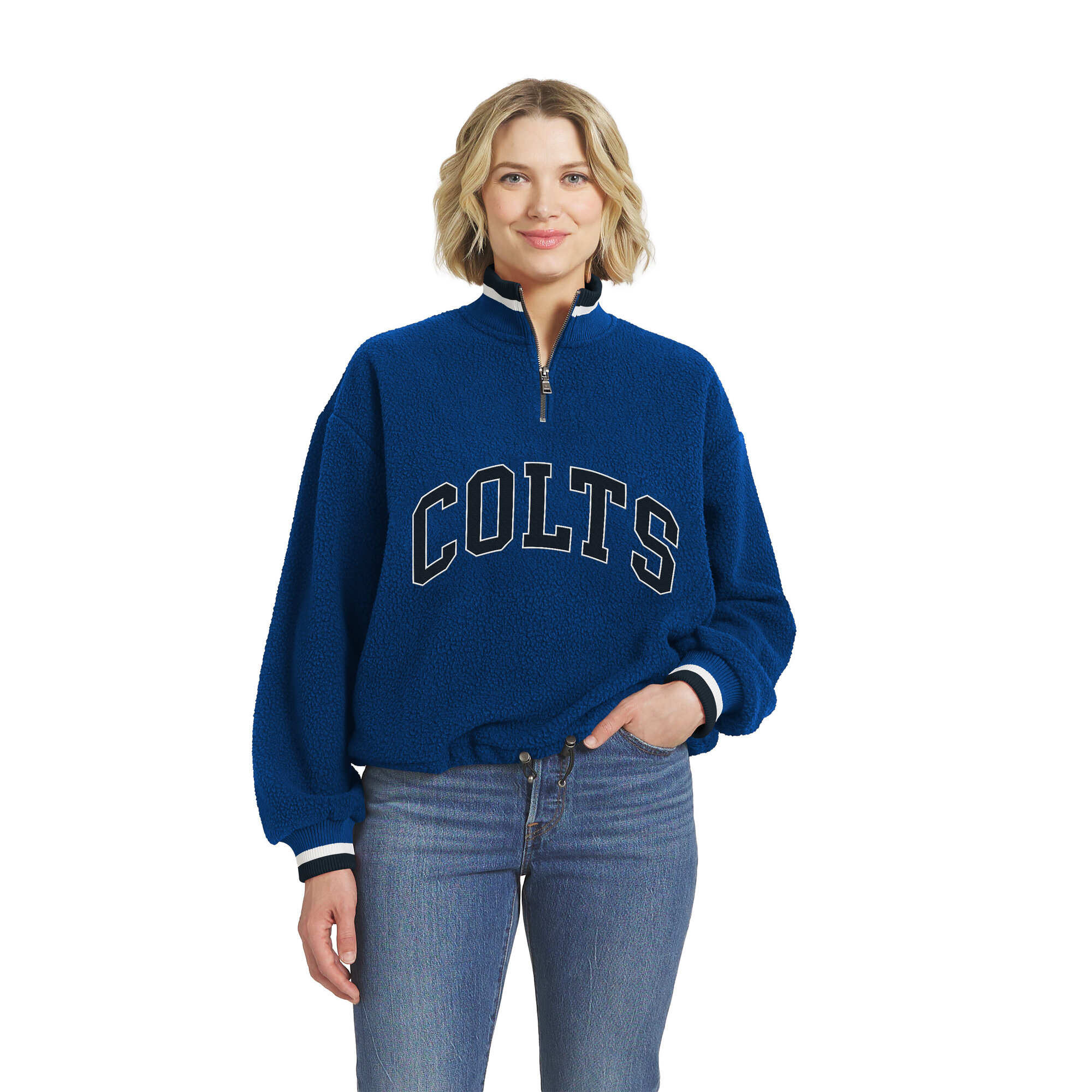 Women's WEAR by Erin Andrews Royal Indianapolis Colts Polar Fleece Half-Zip Pullover