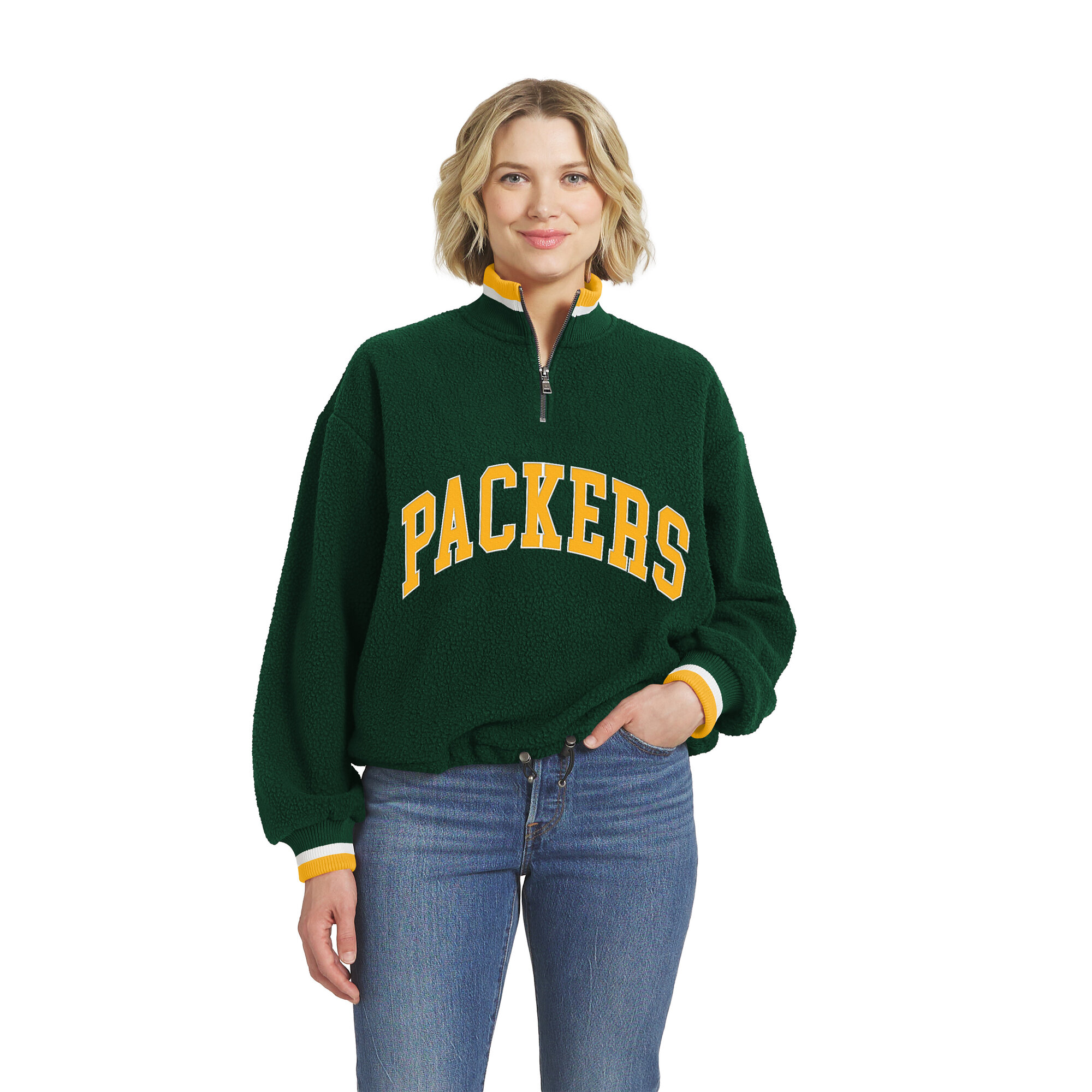 Women's WEAR by Erin Andrews  Green Green Bay Packers Polar Fleece Half-Zip Pullover