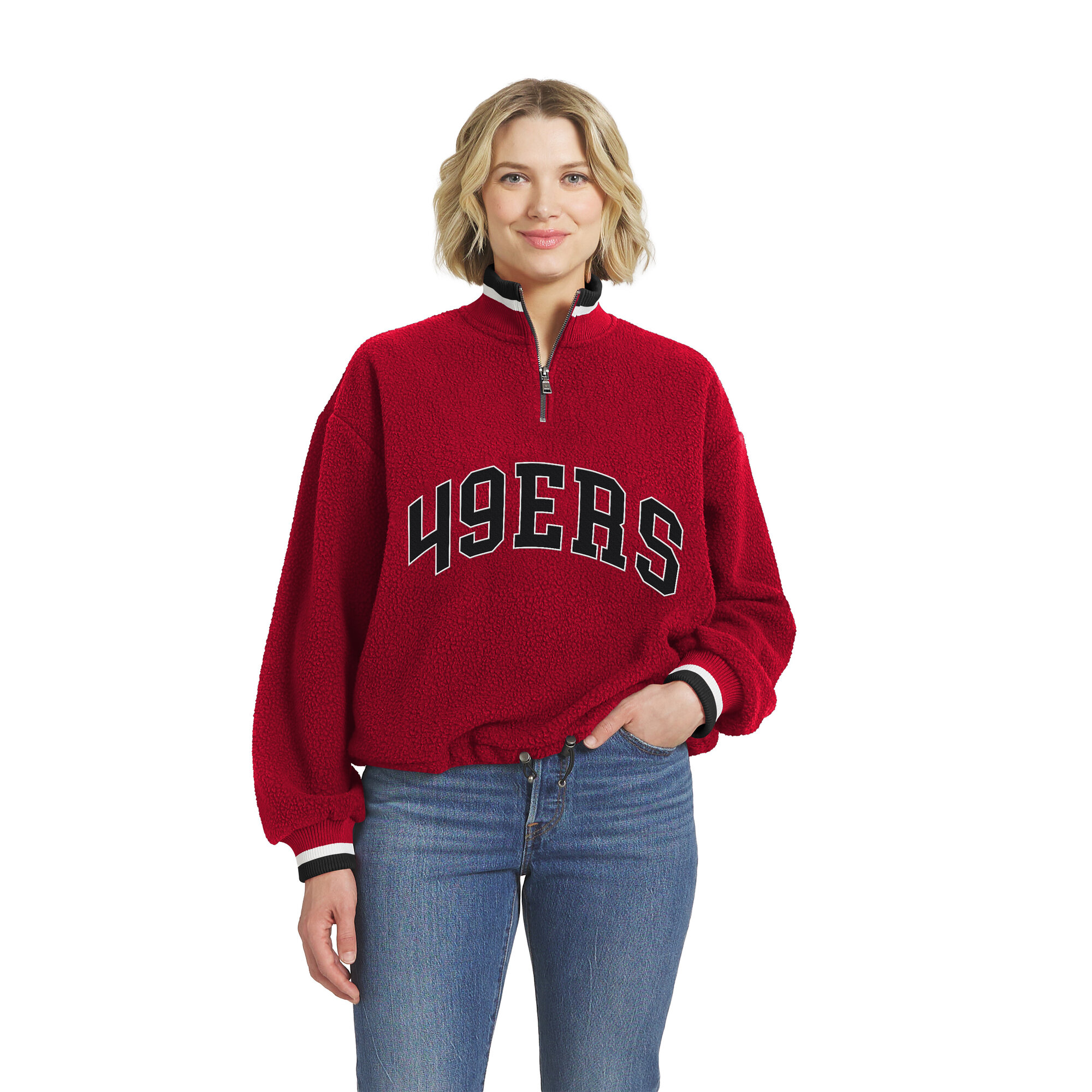 Women's WEAR by Erin Andrews  Scarlet San Francisco 49ers Polar Fleece Half-Zip Pullover