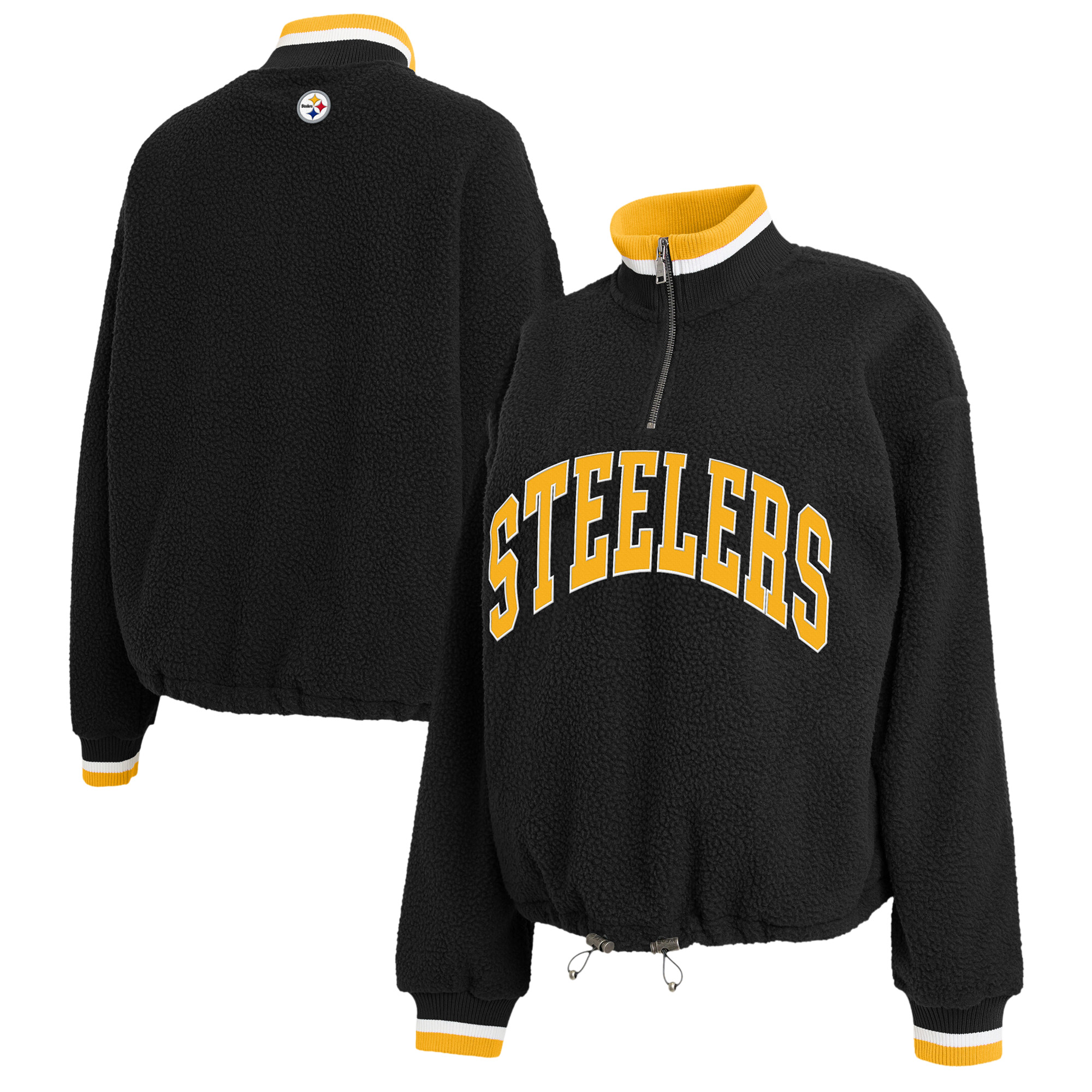 Women's WEAR by Erin Andrews Black Pittsburgh Steelers Polar Fleece Half-Zip Pullover