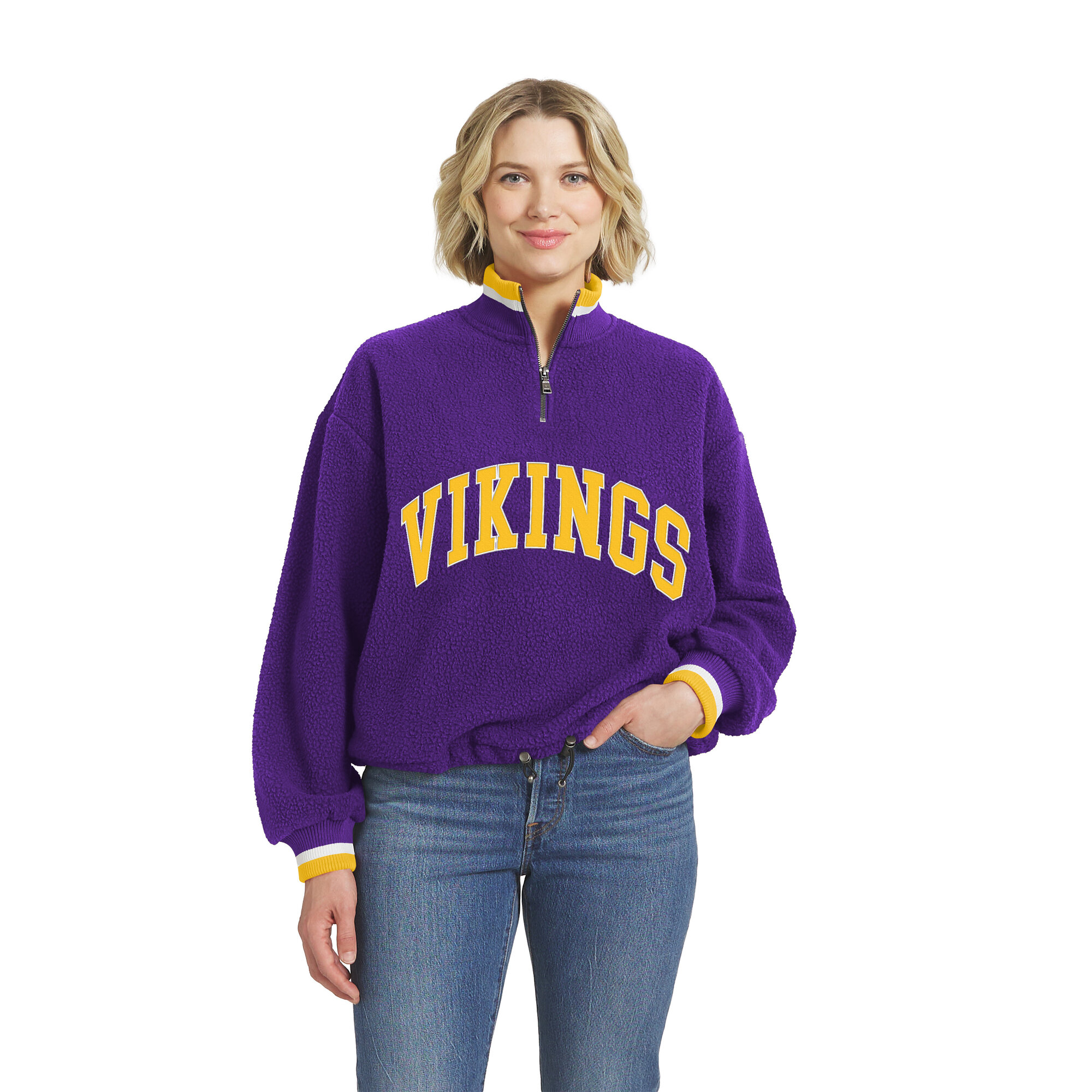 Women's WEAR by Erin Andrews  Purple Minnesota Vikings Polar Fleece Half-Zip Pullover