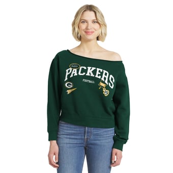 Women's WEAR by Erin Andrews  Green Green Bay Packers Off-the-Shoulder Sweatshirt