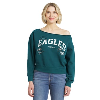Women's WEAR by Erin Andrews  Midnight Green Philadelphia Eagles Off-the-Shoulder Sweatshirt