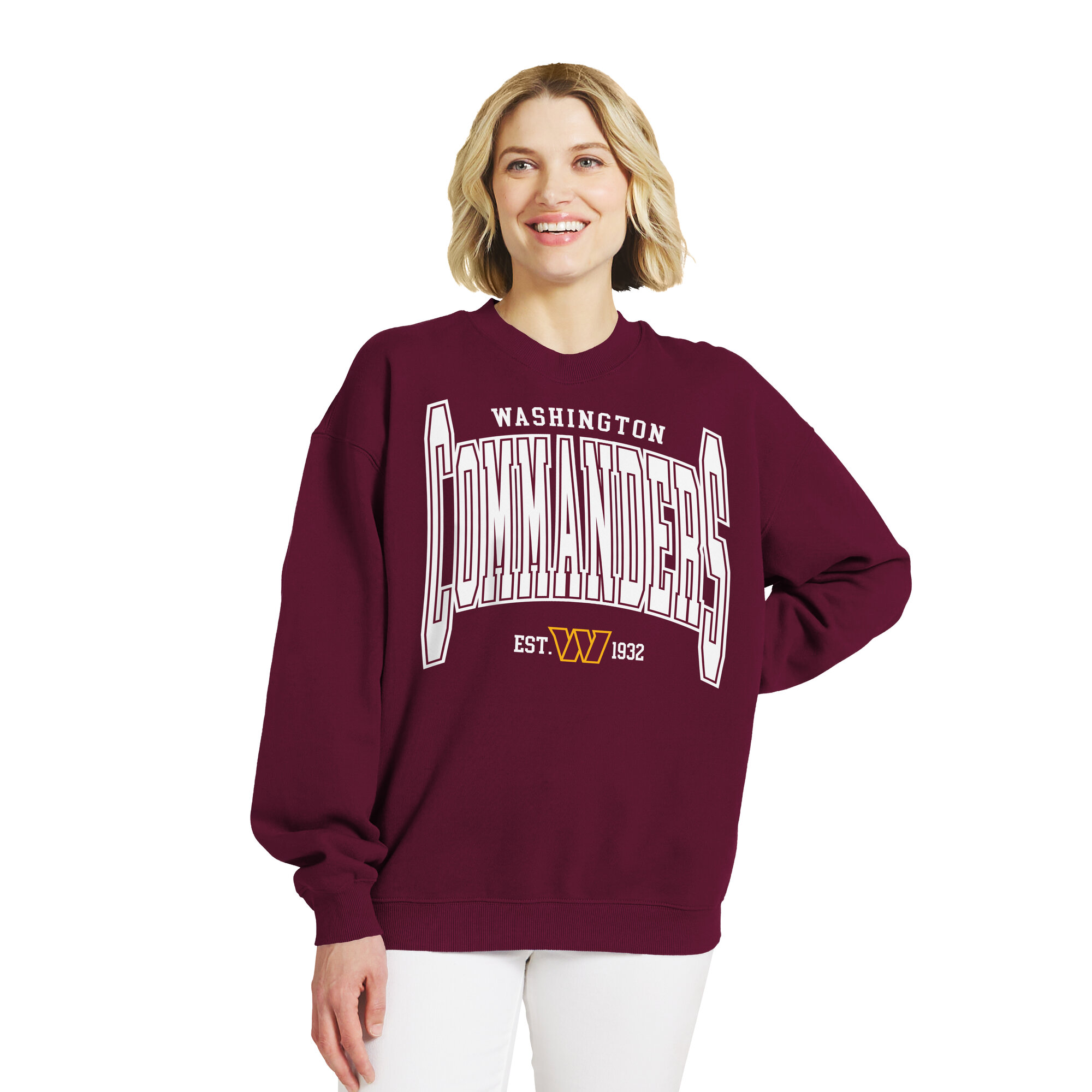 Women's WEAR by Erin Andrews  Burgundy Washington Commanders Oversized Sweatshirt