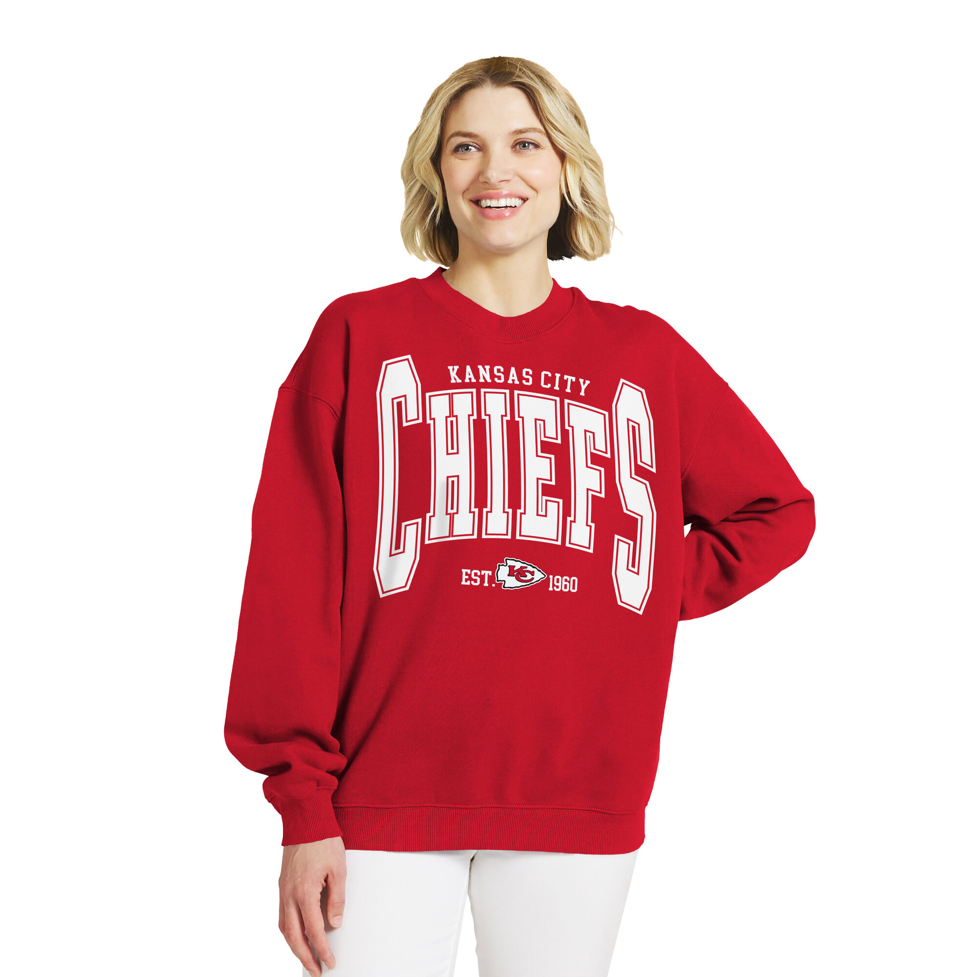 Women's WEAR by Erin Andrews  Red Kansas City Chiefs Oversized Sweatshirt
