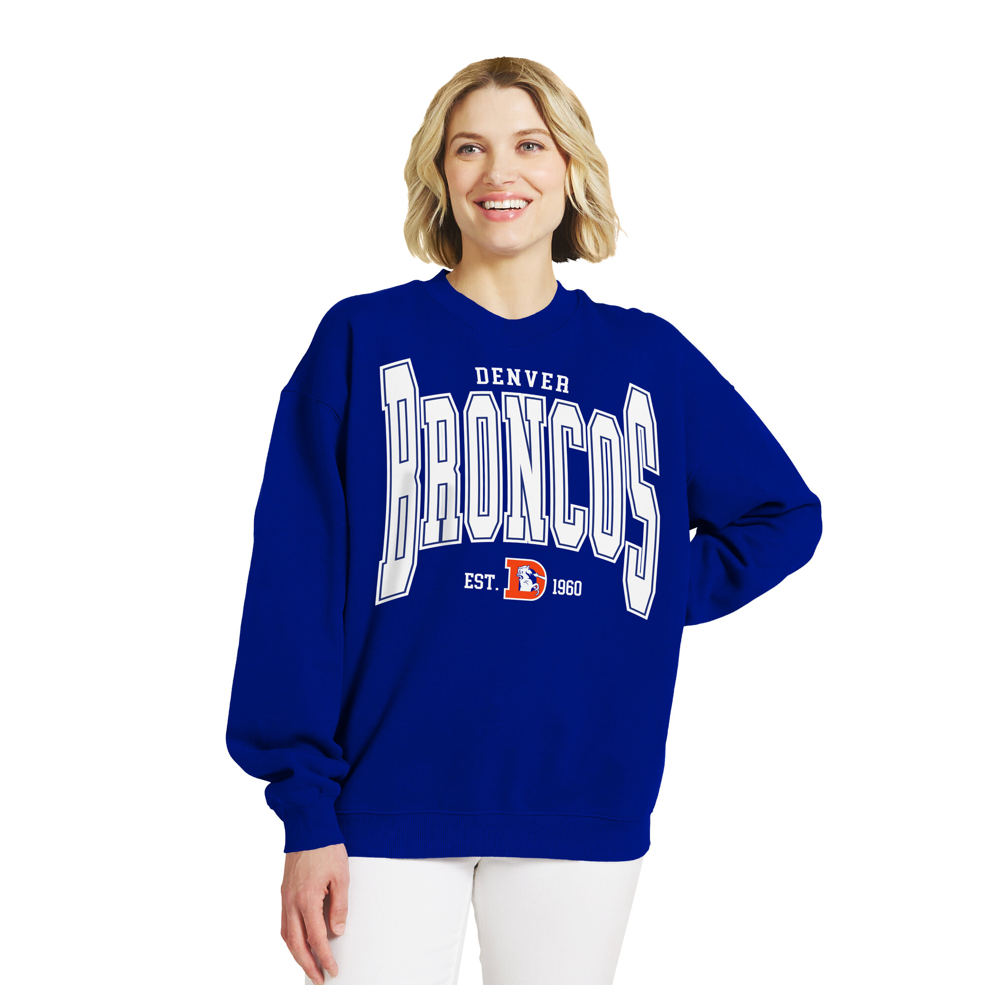 Women's WEAR by Erin Andrews Royal Denver Broncos Oversized Sweatshirt
