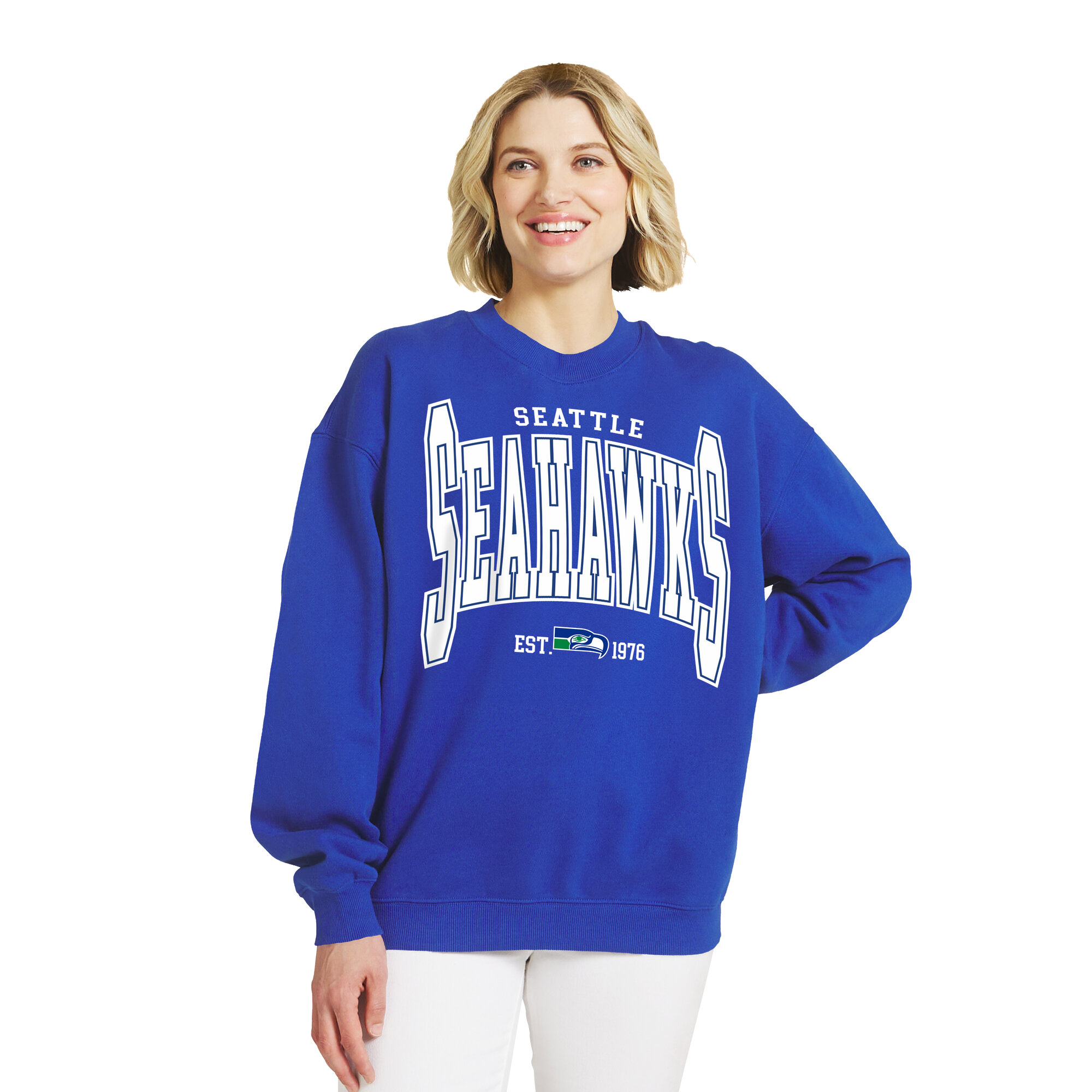 Women's WEAR by Erin Andrews  Royal Seattle Seahawks Oversized Sweatshirt