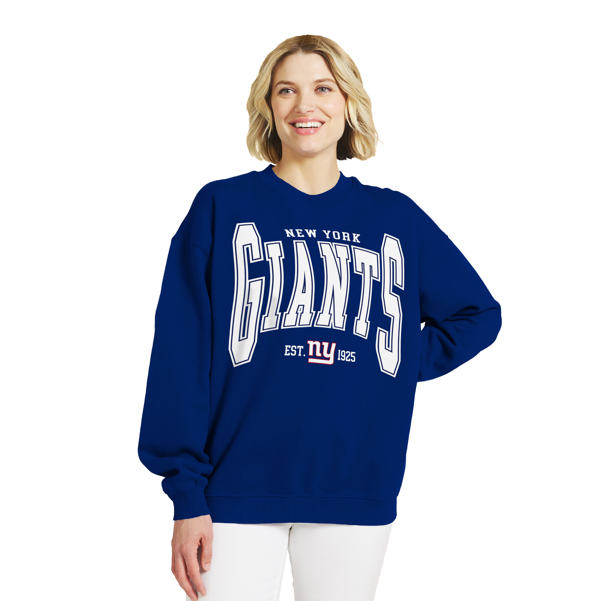 Women's WEAR by Erin Andrews Royal New York Giants Oversized Sweatshirt