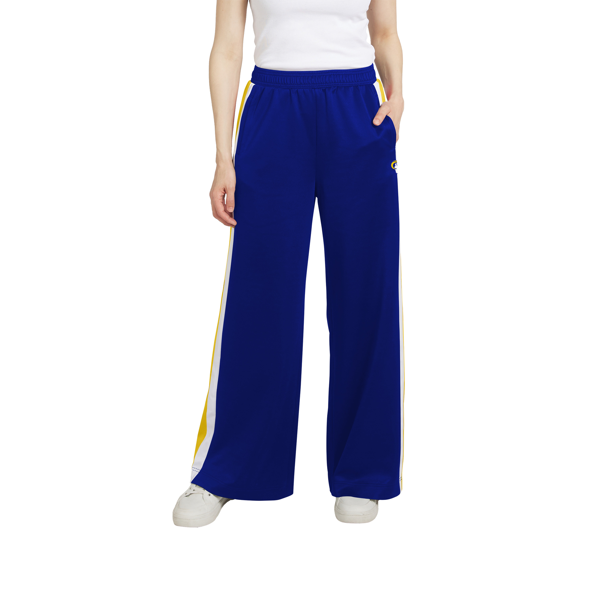 Women's WEAR by Erin Andrews Los Angeles Rams Stripe Track Pants
