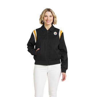 Women's WEAR by Erin Andrews  Black Pittsburgh Steelers Shoulder Stripe Twill Full-Zip Jacket