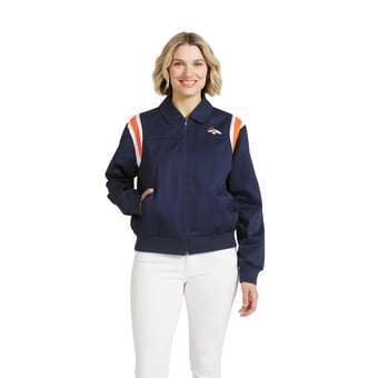 Women's WEAR by Erin Andrews  Navy Denver Broncos Shoulder Stripe Twill Full-Zip Jacket