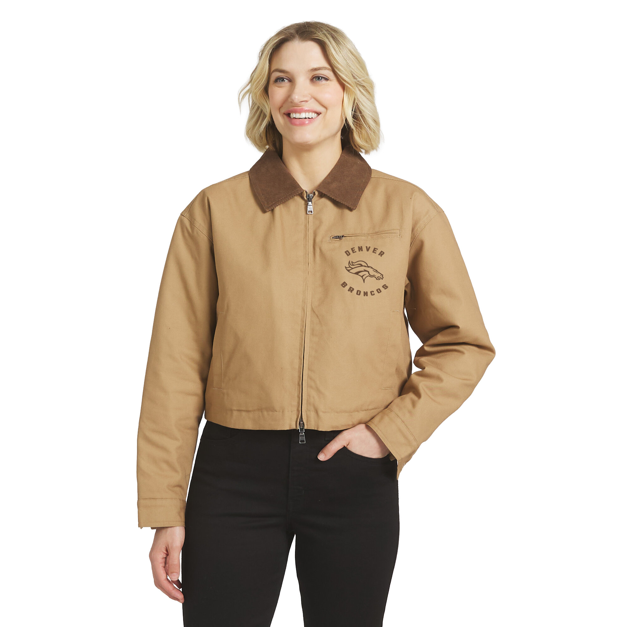 Women's WEAR by Erin Andrews  Tan Denver Broncos Work with Way Zipper Jacket