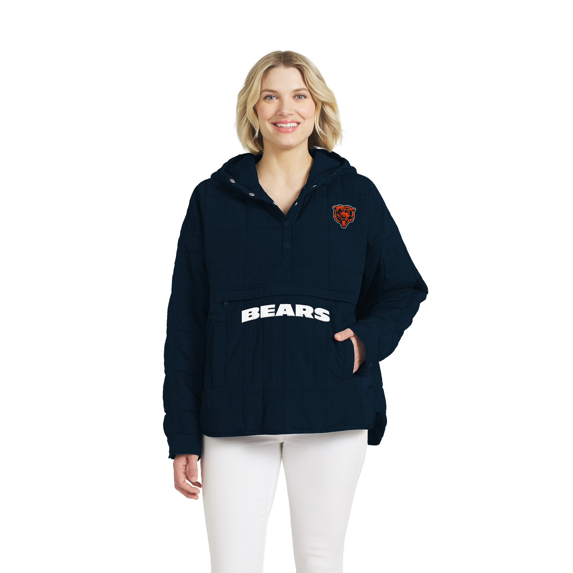Women's WEAR by Erin Andrews Navy Chicago Bears Woven Packable Jacket