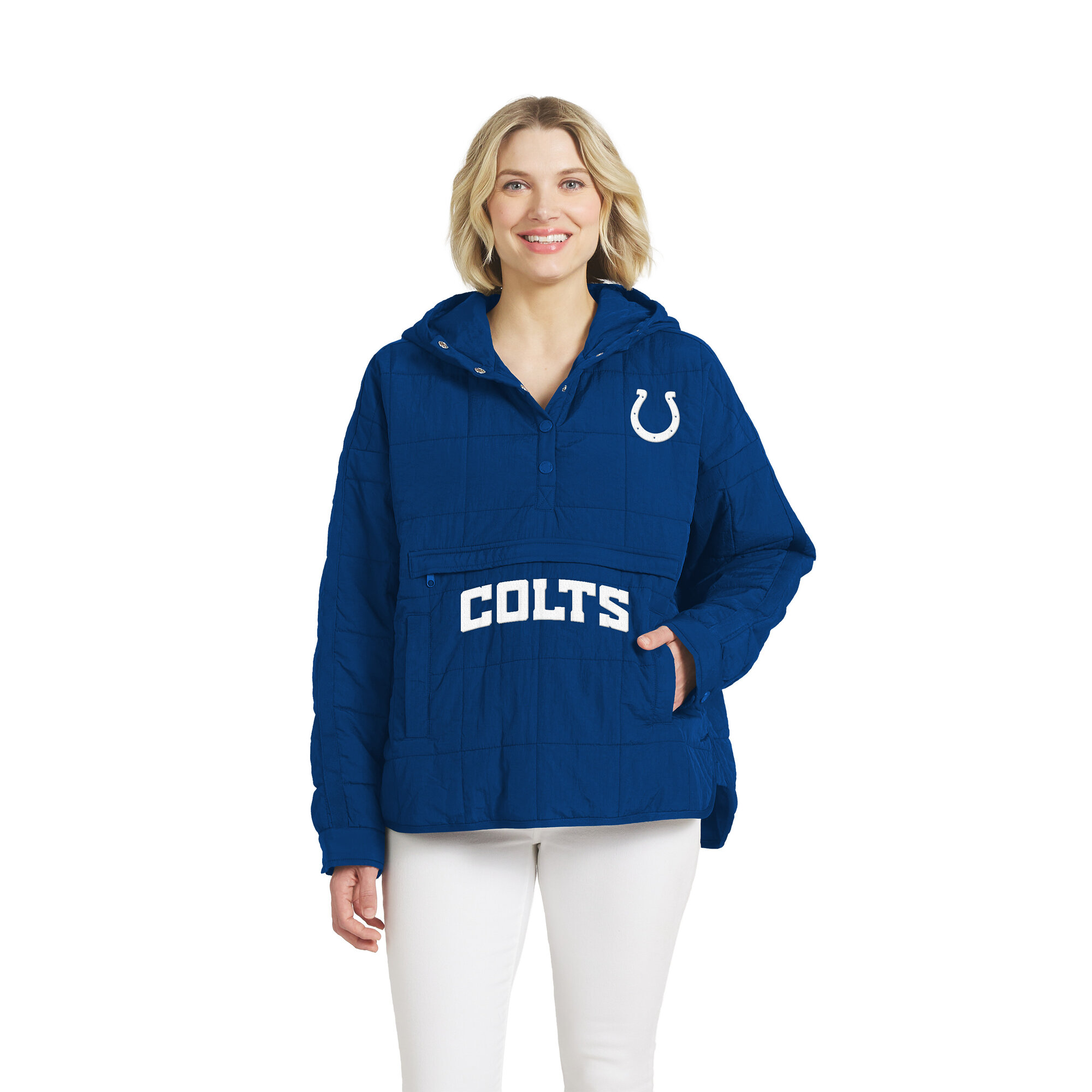 Women's WEAR by Erin Andrews Royal Indianapolis Colts Woven Packable Jacket