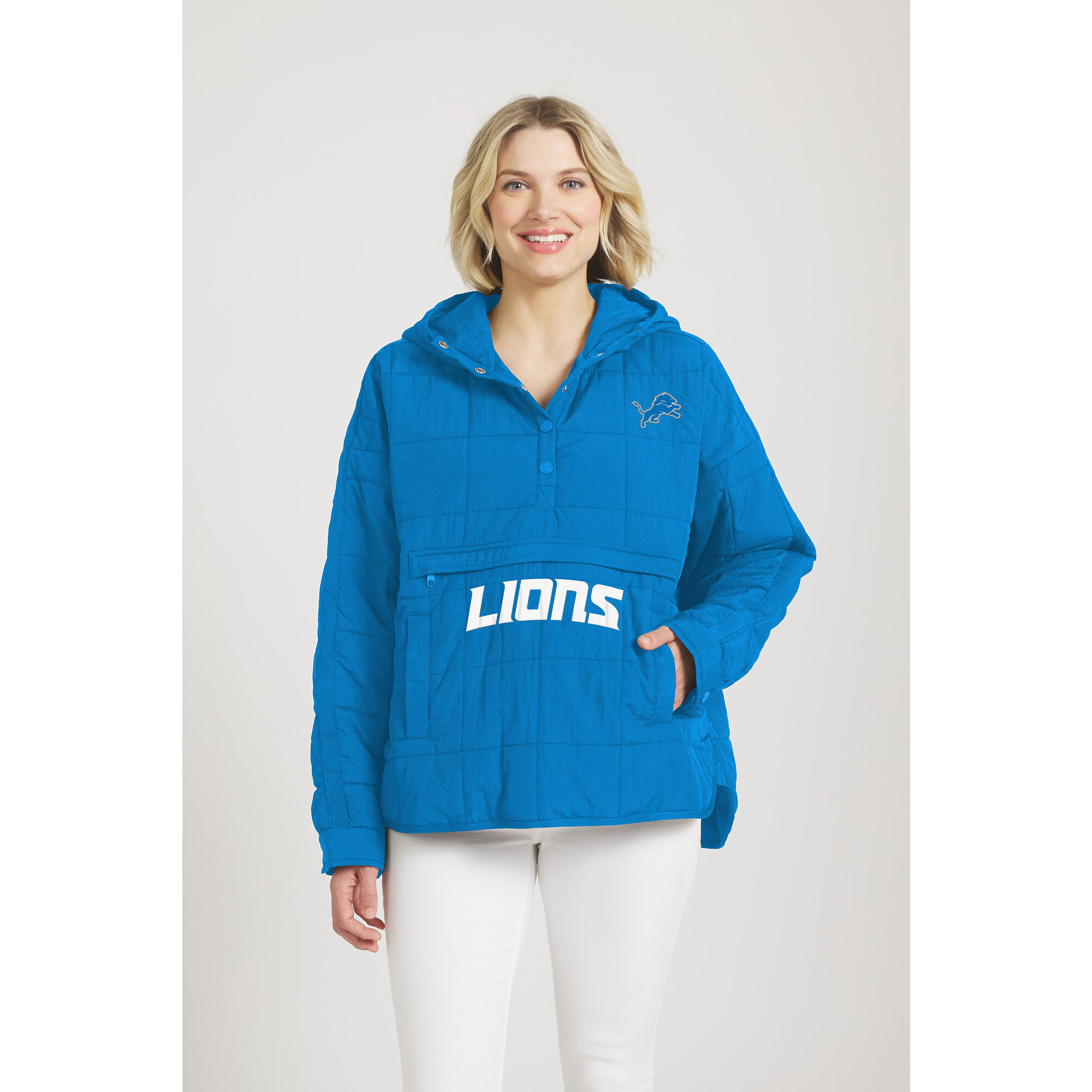 Women's WEAR by Erin Andrews  Blue Detroit Lions Woven Packable Jacket
