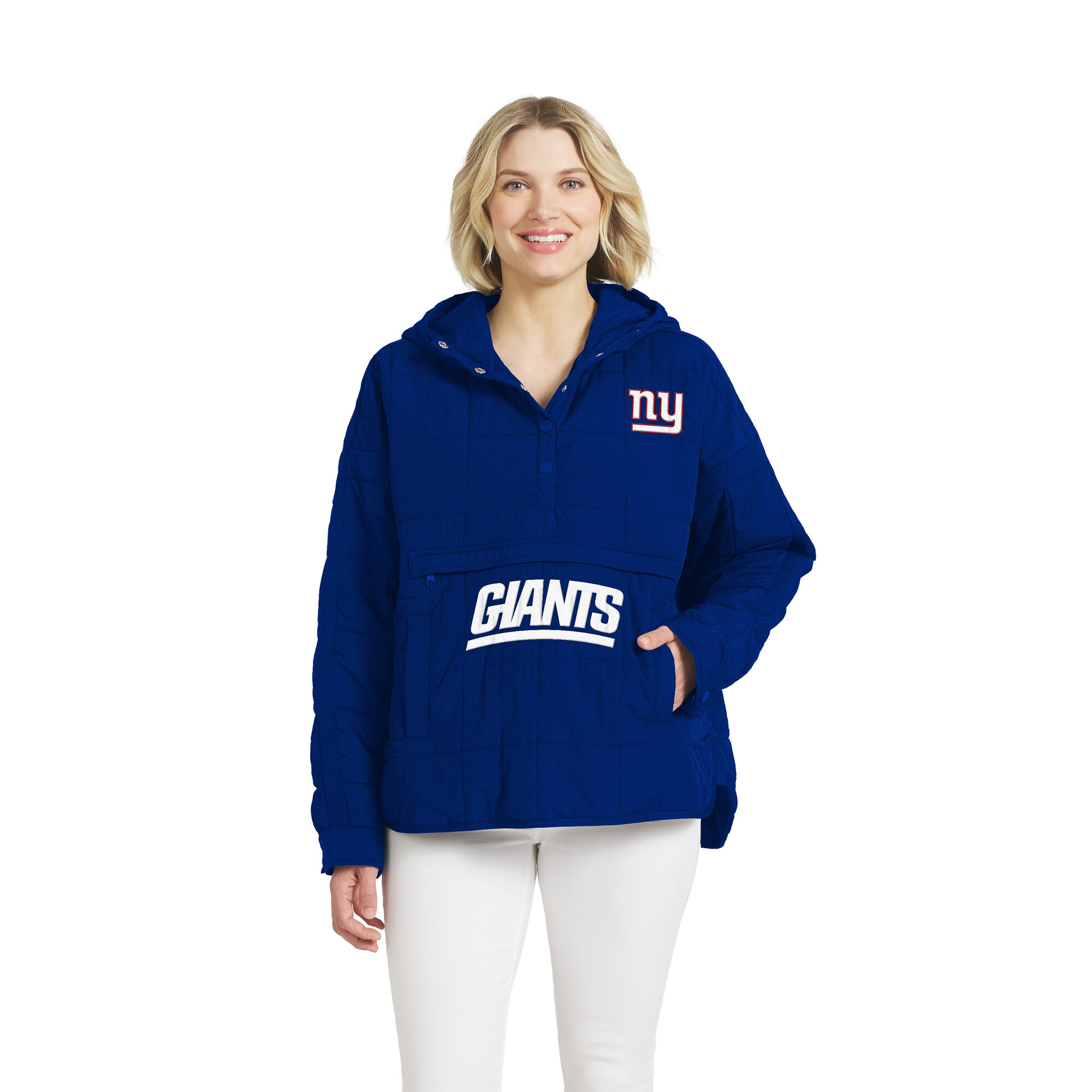 Women's WEAR by Erin Andrews Royal New York Giants Woven Packable Jacket