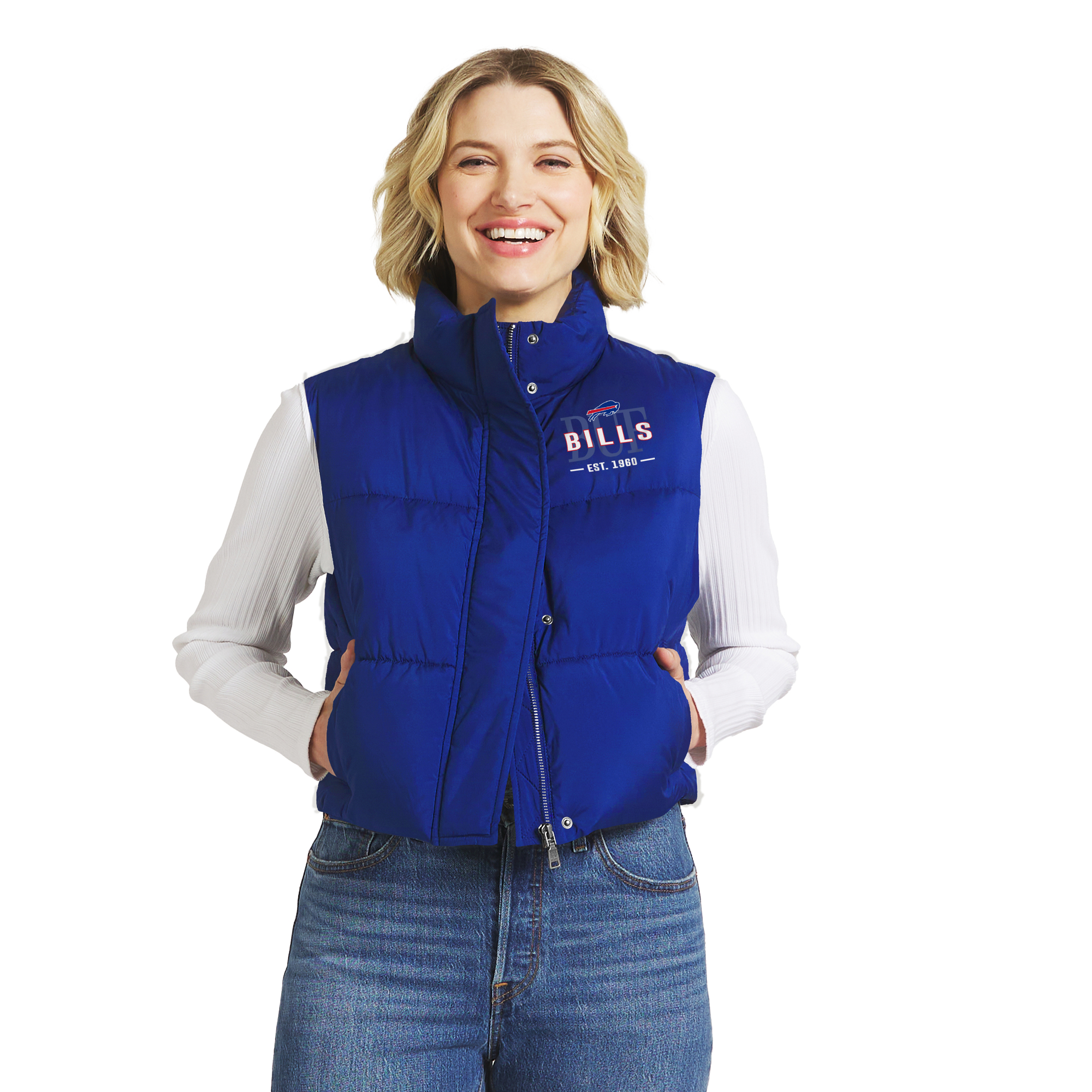 Women's WEAR by Erin Andrews  Royal Buffalo Bills Cropped Puffer Full-Zip Vest