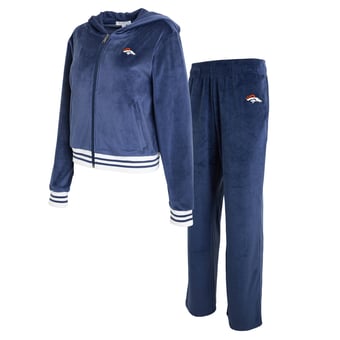 Women's WEAR by Erin Andrews  Navy Denver Broncos Velour Track Suit