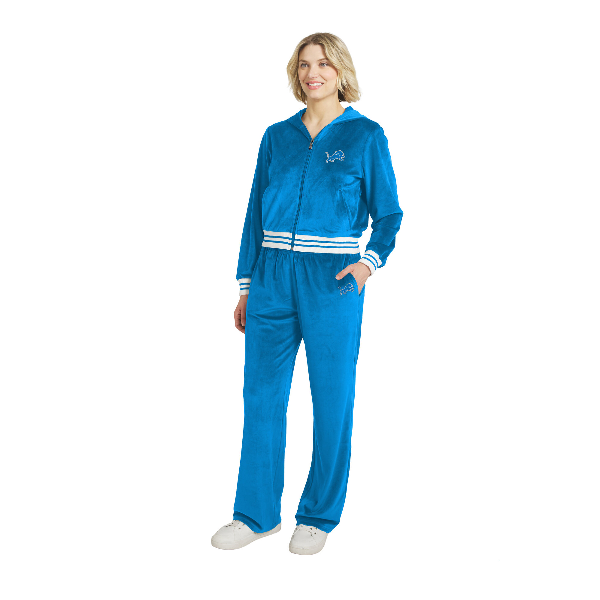 Women's WEAR by Erin Andrews  Blue Detroit Lions Velour Track Suit