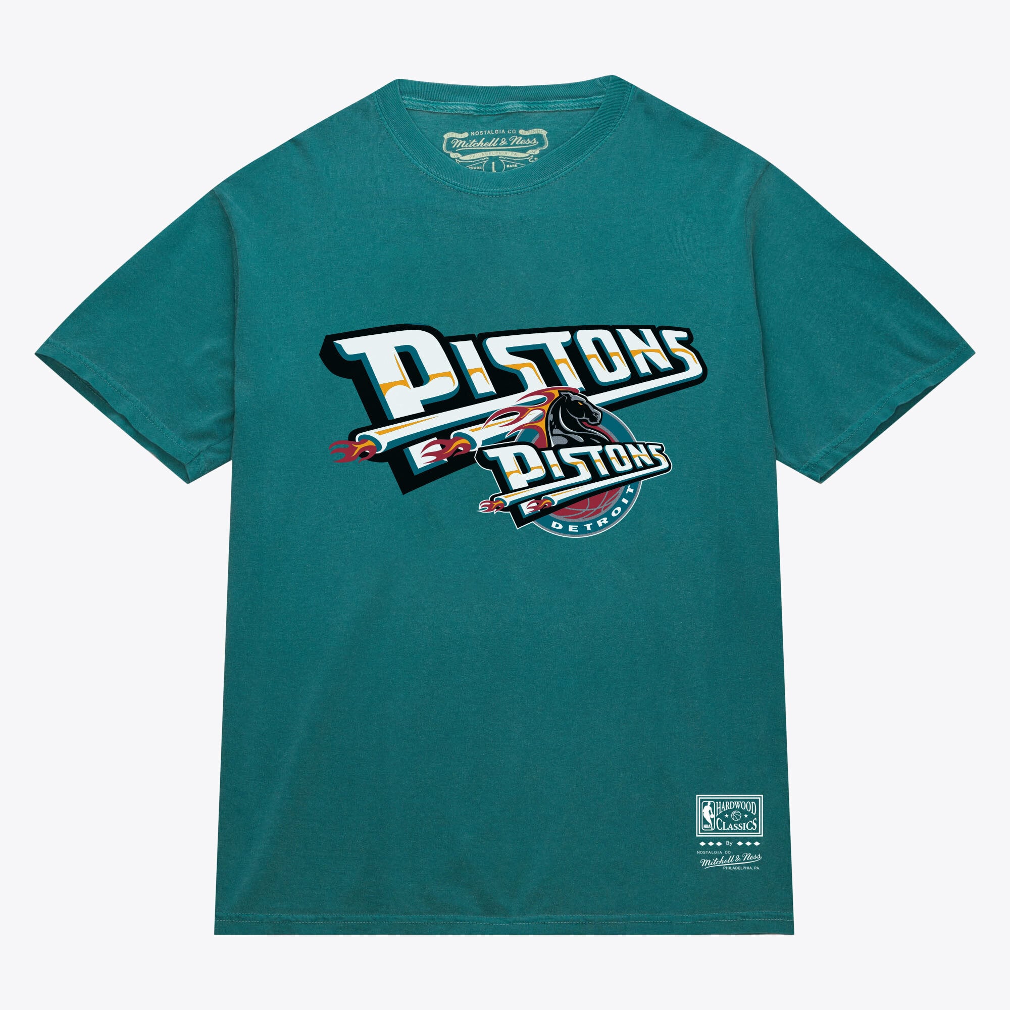 Men's Mitchell & Ness Teal Detroit Pistons Hardwood Classics T-Shirt