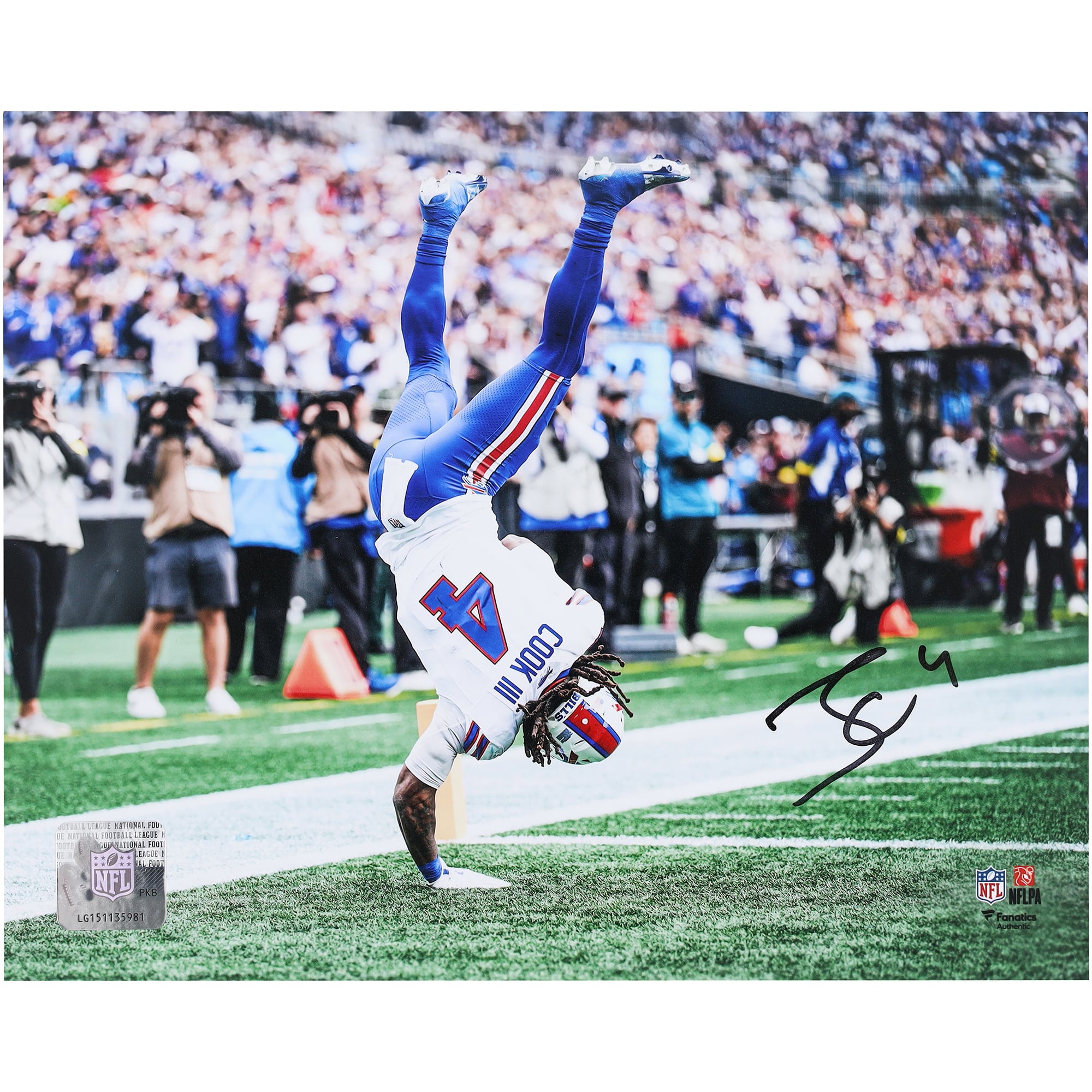 James Cook III Buffalo Bills Autographed 8" x 10" One Handed Flip Photograph