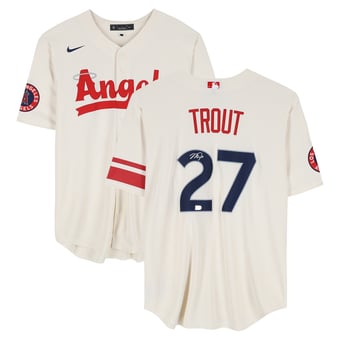 Mike Trout Los Angeles Angels Autographed Cream Nike City Connect Replica Jersey
