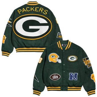 Men's Chalk Line Green Green Bay Packers Pennant Varsity Full-Snap Jacket