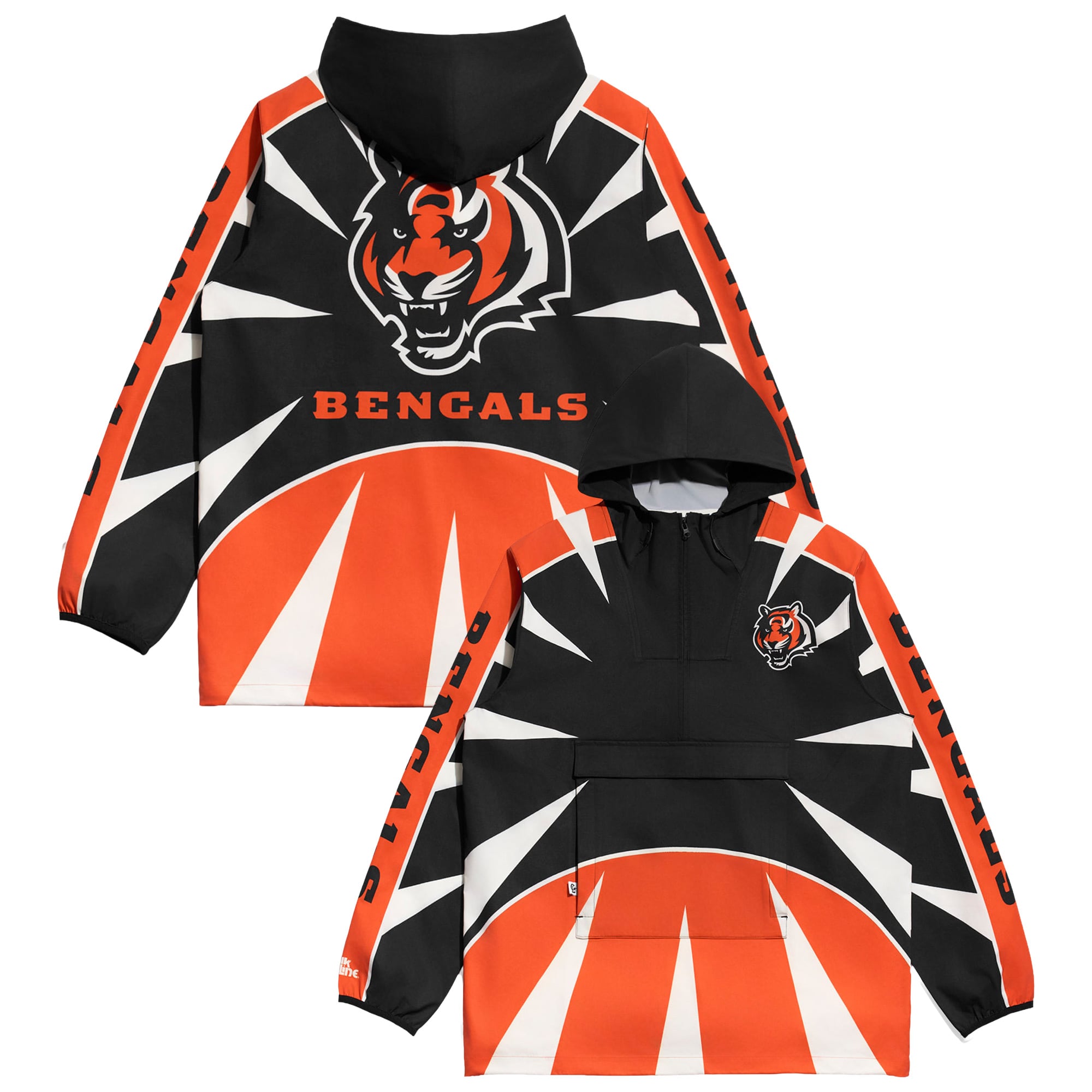 Men’s Chalk Line Black Cincinnati Bengals Spike Anorak Half-Zip Jacket Men’s Chalk Line Black Cincinnati Bengals Spike Anorak Half-Zip Jacket