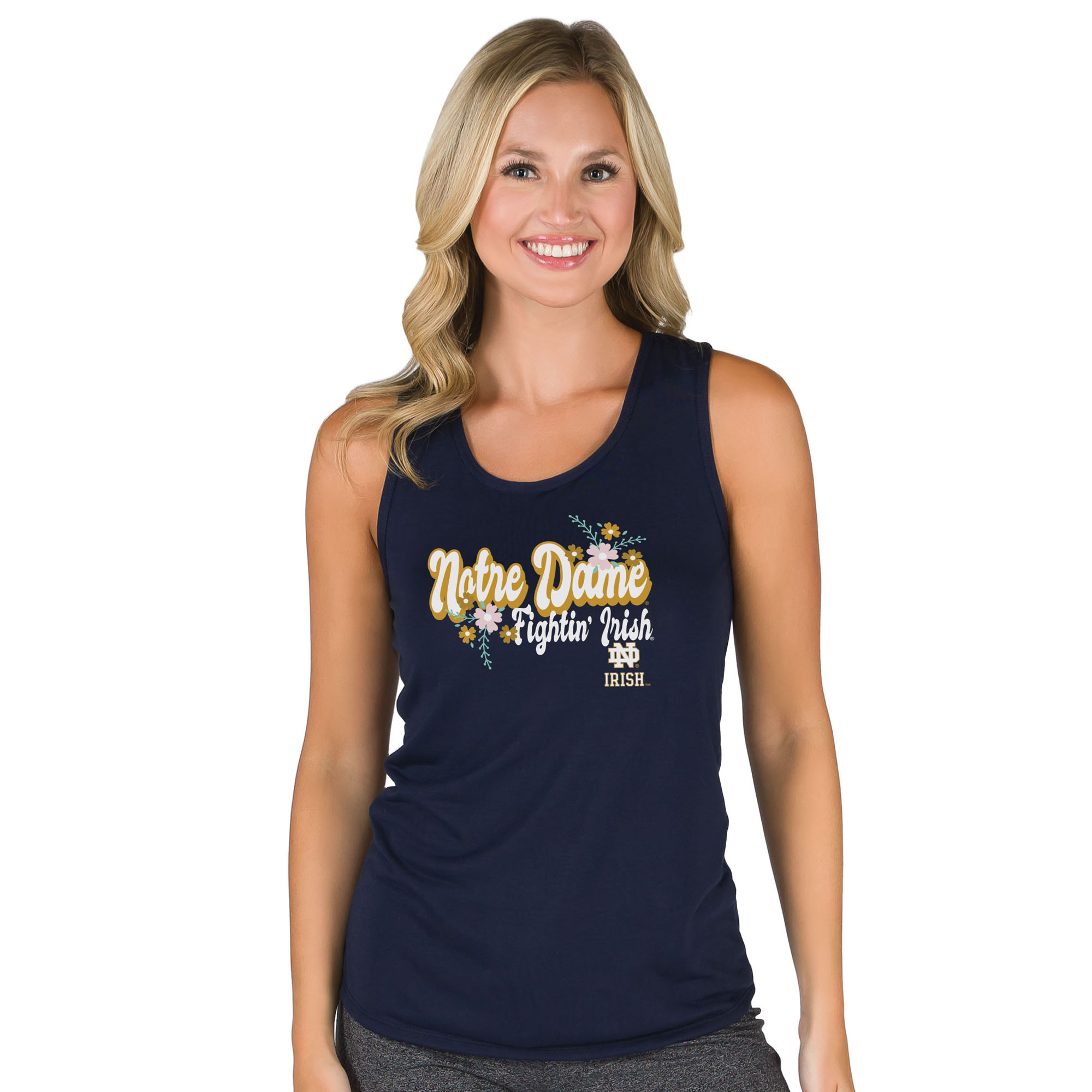 Women's Concepts Sport Navy Notre Dame Fighting Irish Marathon Racerback Tank Top